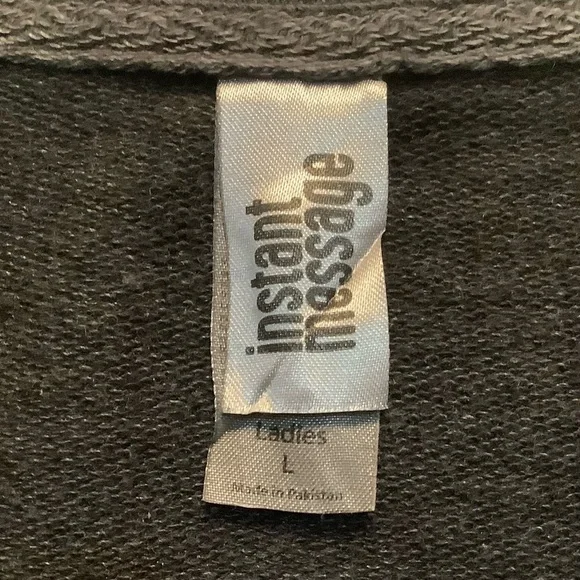 Women's Large Funny Gray And White Sweatshirt With Graphic Text - Picture 3 of 7